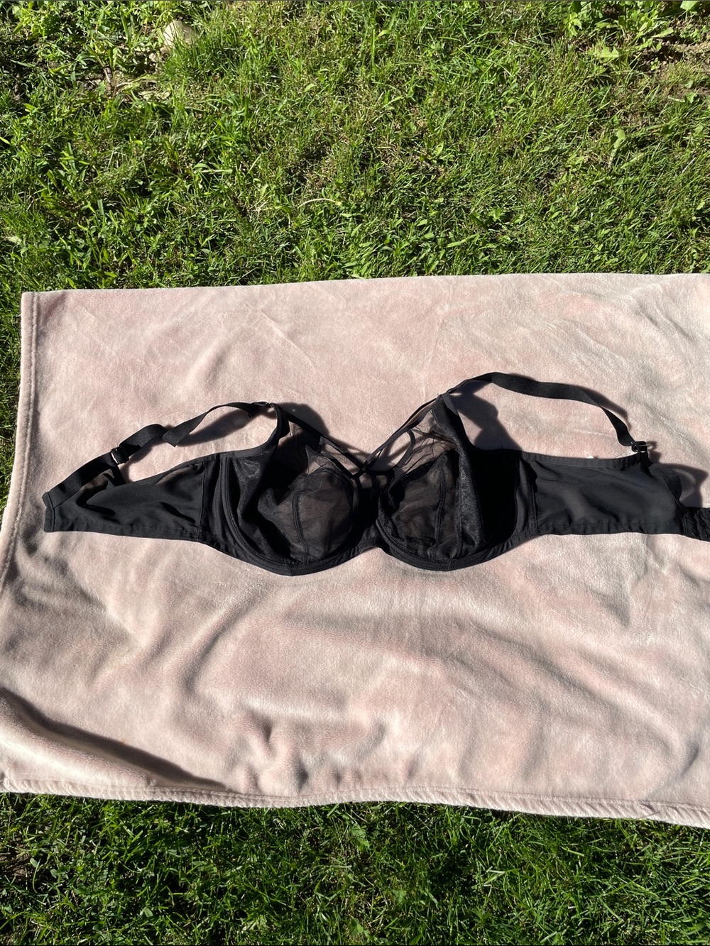 Elomi Sachi Black Plunge Cage Bra 42G UK / 42I US Strappy Mesh Underwire